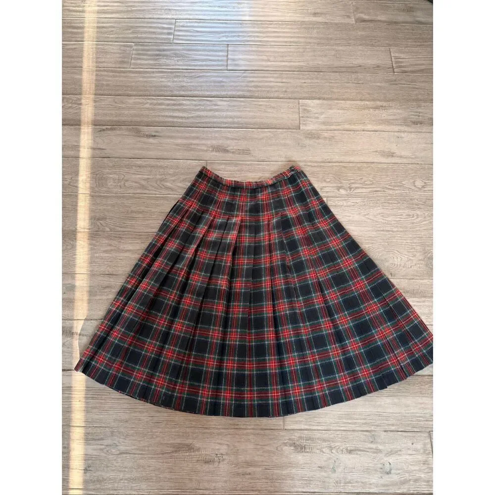 Vintage Authentic Pendleton Black Stewart Tartan Plaid Skirt Size 16